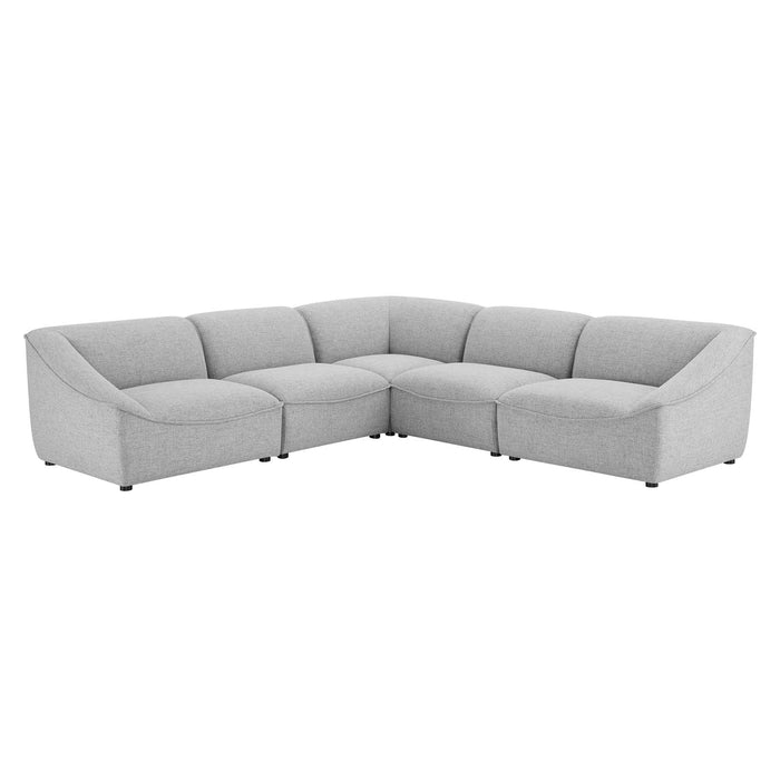 Comprise 5-Piece Sectional Sofa - Cozy Upholstered Comfort with Modular Design and Stylish Piping