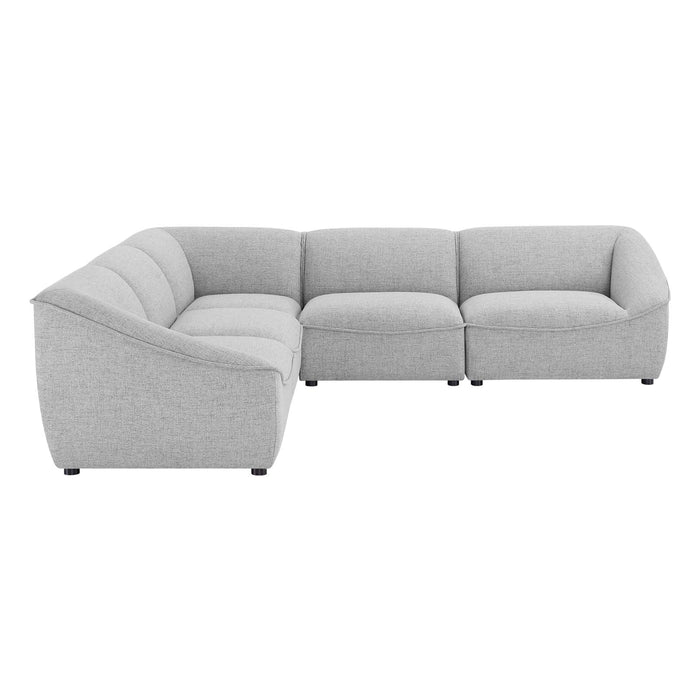 Comprise 5-Piece Sectional Sofa - Cozy Upholstered Comfort with Modular Design and Stylish Piping