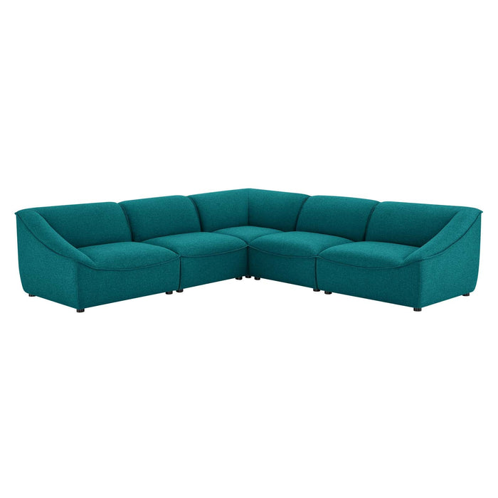 Comprise 5-Piece Sectional Sofa - Cozy Upholstered Comfort with Modular Design and Stylish Piping