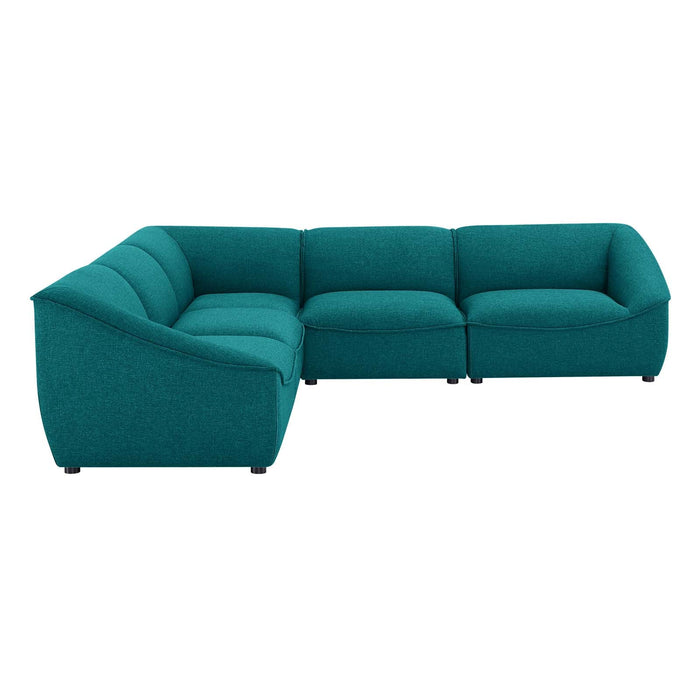 Comprise 5-Piece Sectional Sofa - Cozy Upholstered Comfort with Modular Design and Stylish Piping