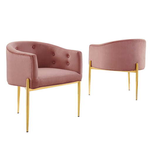 Modway Savour Tufted Performance Velvet Accent Chairs - Set of 2 Living Room Furniture in Black