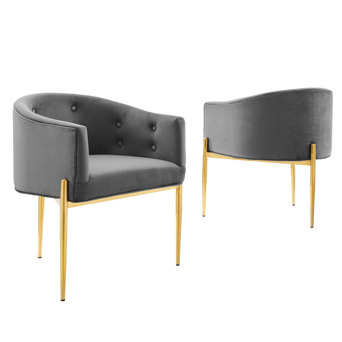 Modway Savour Tufted Performance Velvet Accent Chairs - Set of 2 Living Room Furniture - View 60