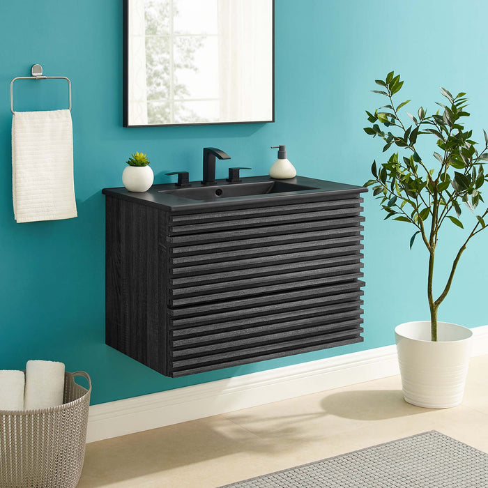 Render Wall-Mount Bathroom Vanity with Black Basin Included