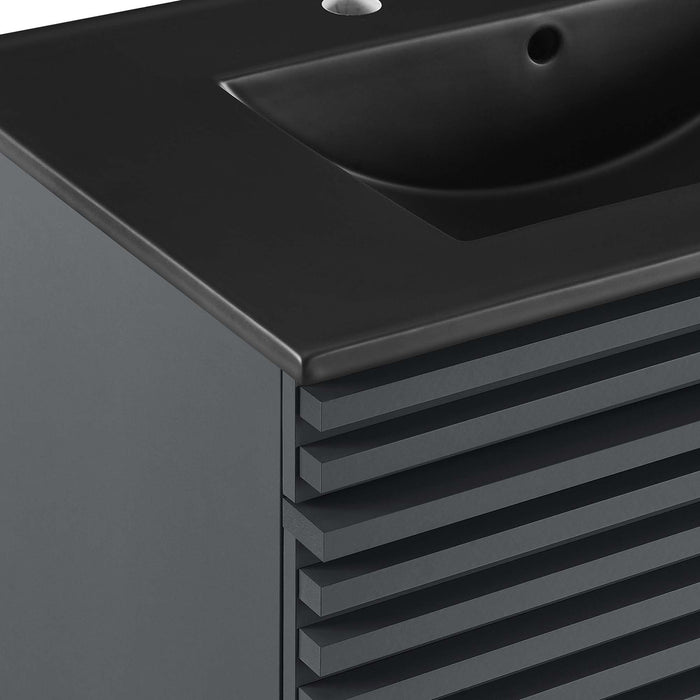 Render Wall-Mount Bathroom Vanity with Black Basin Included