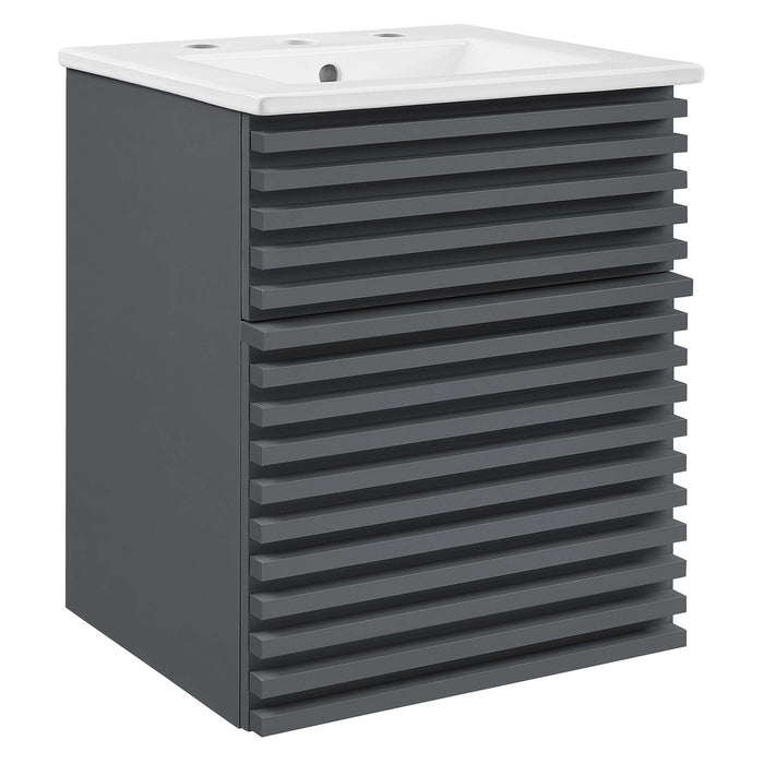 Render Wall-Mount Bathroom Vanity with White Basin Included