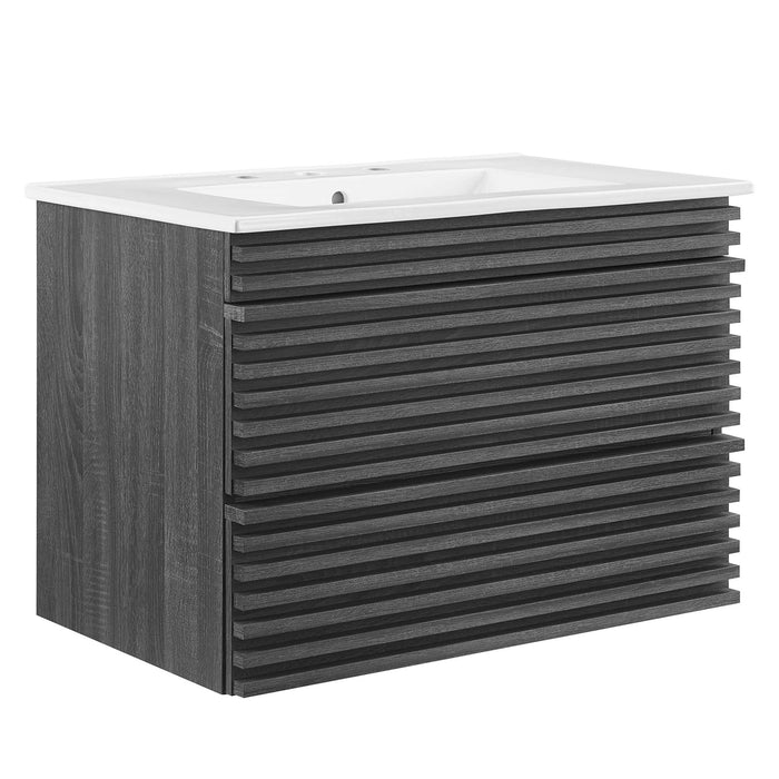 Render Wall-Mount Bathroom Vanity with White Basin Included