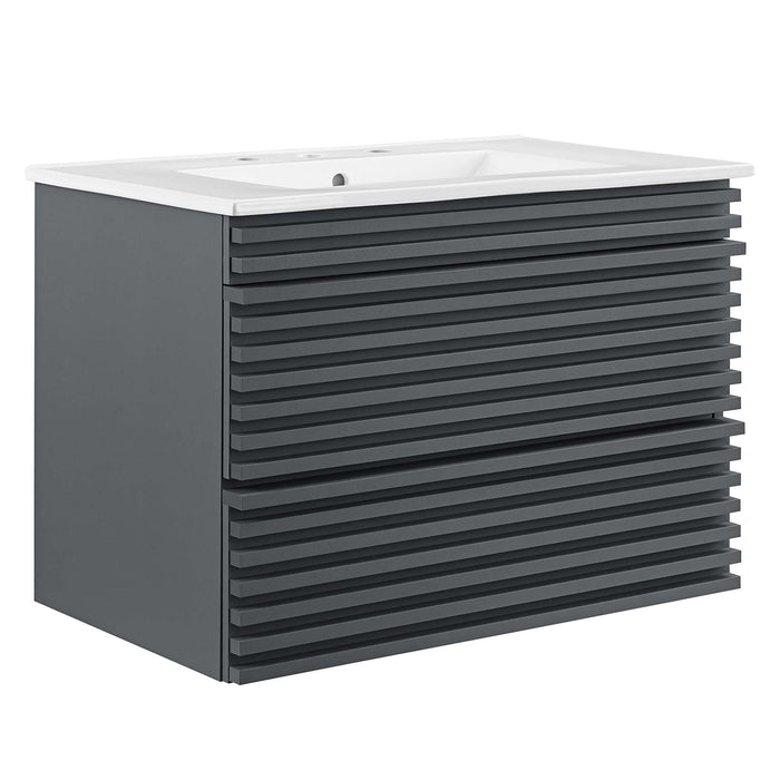 Render Wall-Mount Bathroom Vanity with White Basin Included