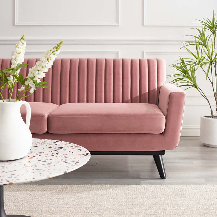 Engage Channel Tufted Performance Velvet Loveseat - detail close-up