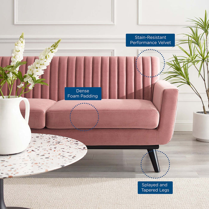Engage Channel Tufted Performance Velvet Loveseat - in lifestyle setting