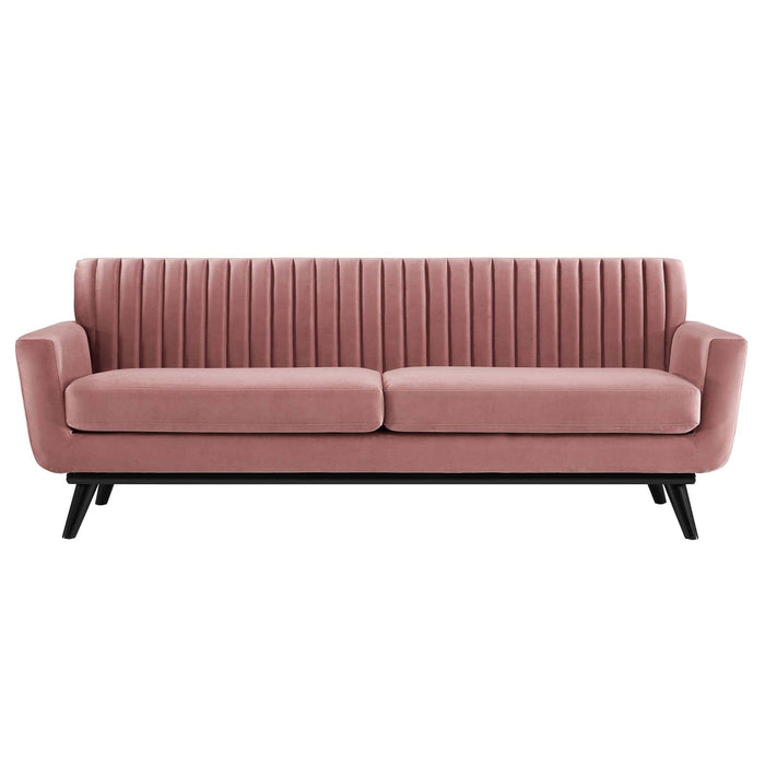 Engage Stylish Channel Tufted Performance Velvet Sofa - Plush Seating for Ultimate Comfort & Elegance