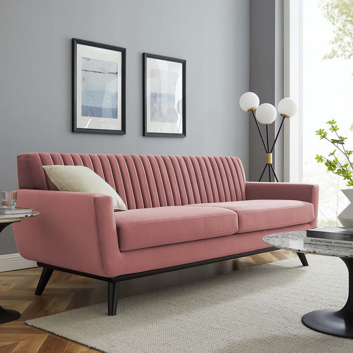 Engage Stylish Channel Tufted Performance Velvet Sofa - Plush Seating for Ultimate Comfort & Elegance
