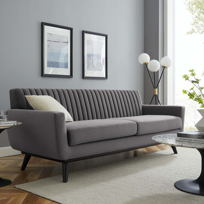 Engage Stylish Channel Tufted Performance Velvet Sofa - Plush Seating for Ultimate Comfort & Elegance
