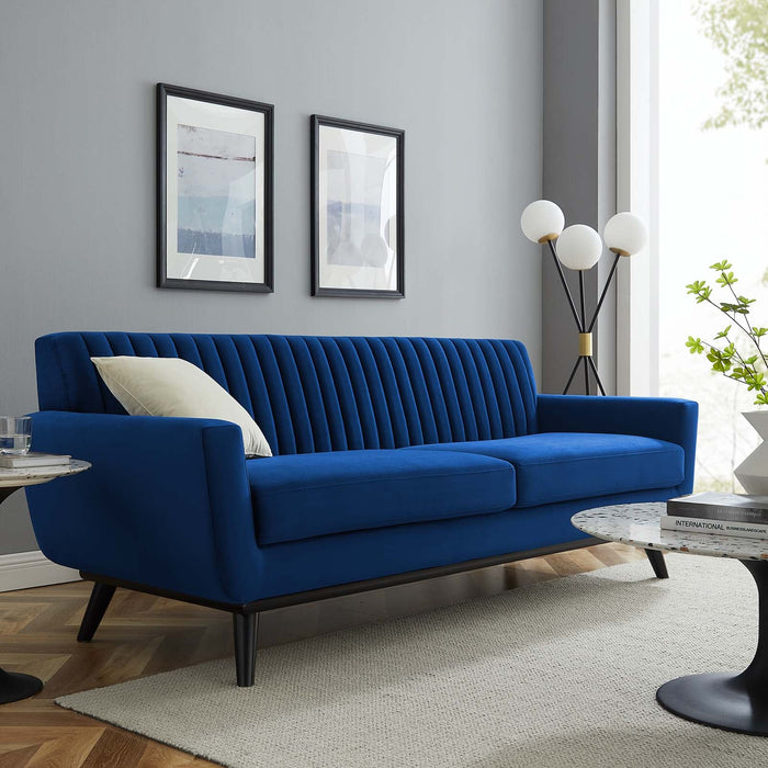 Engage Stylish Channel Tufted Performance Velvet Sofa - Plush Seating for Ultimate Comfort & Elegance
