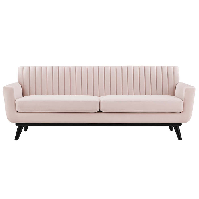 Engage Stylish Channel Tufted Performance Velvet Sofa - Plush Seating for Ultimate Comfort & Elegance