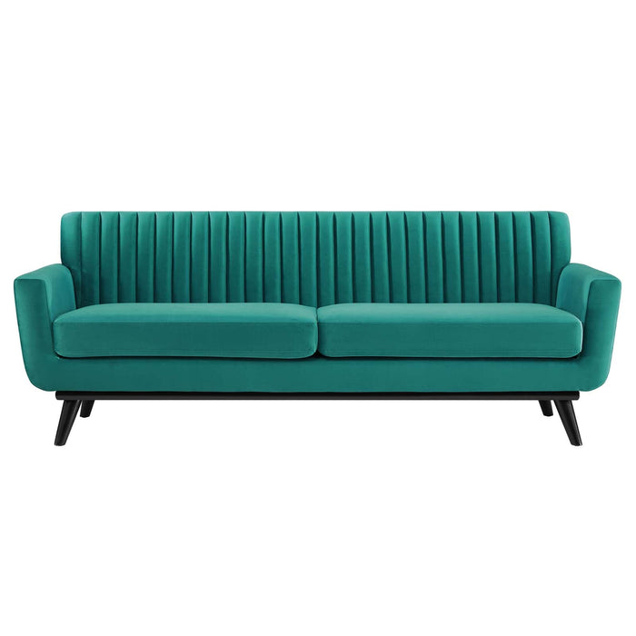 Engage Stylish Channel Tufted Performance Velvet Sofa - Plush Seating for Ultimate Comfort & Elegance