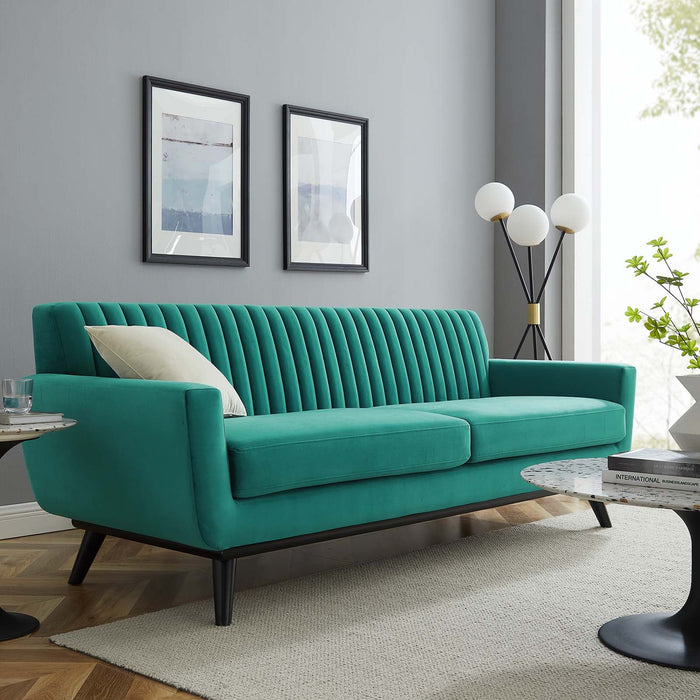Engage Stylish Channel Tufted Performance Velvet Sofa - Plush Seating for Ultimate Comfort & Elegance