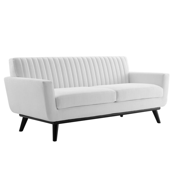 Engage Channel Tufted Fabric Loveseat - alternate angle view