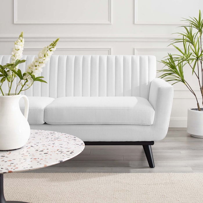 Engage Channel Tufted Fabric Loveseat - in lifestyle setting