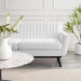 Engage Channel Tufted Fabric Loveseat - in lifestyle setting