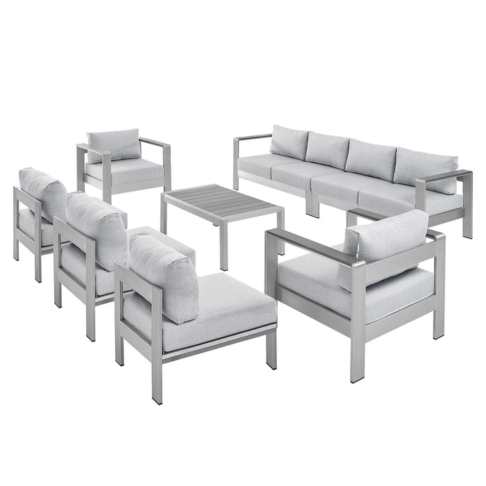 Shore 8 Piece Sunbrella® Fabric Outdoor Patio Aluminum Sectional Sofa Set