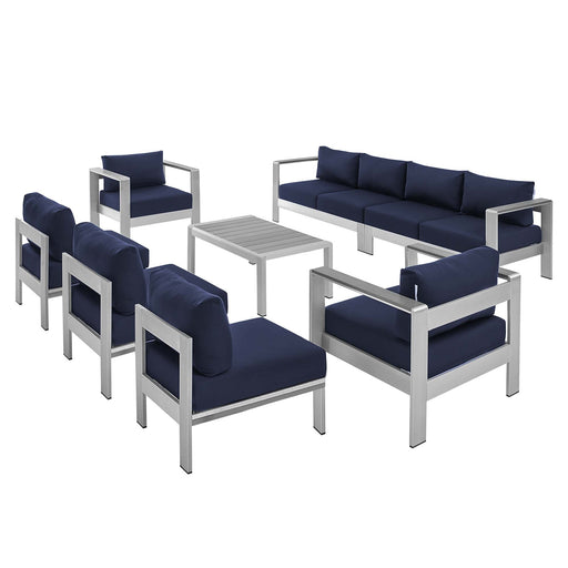 Modway Shore 8 Piece Sunbrella® Fabric Outdoor Patio Aluminum Sectional Sofa Set Living Room Furniture - View 31