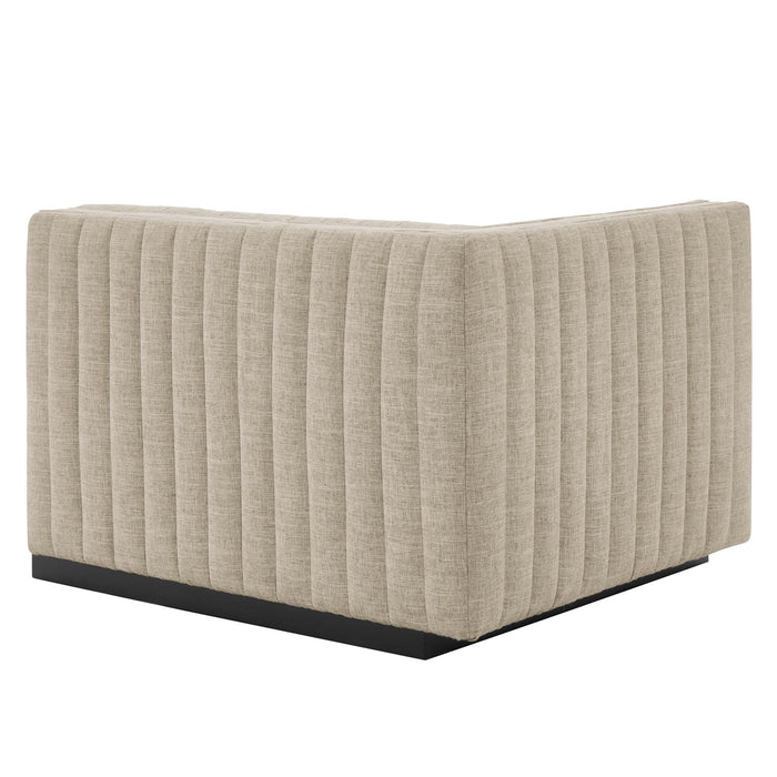 Conjure Channel Tufted Upholstered Fabric Left-Arm Chair - in lifestyle setting
