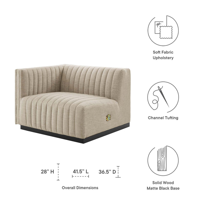Conjure Channel Tufted Upholstered Fabric Left-Arm Chair - detail close-up