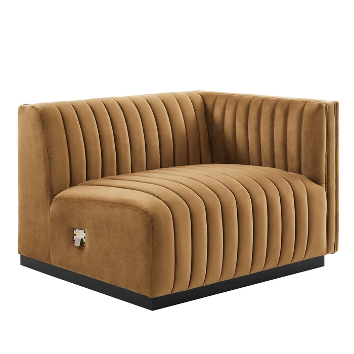 Conjure Channel Tufted Performance Velvet Right-Arm Chair - alternate angle view