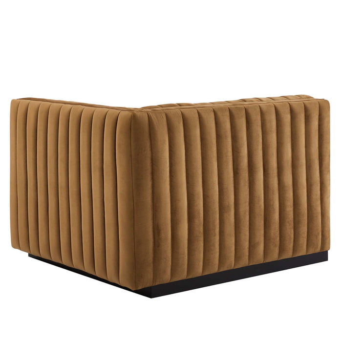 Conjure Channel Tufted Performance Velvet Right-Arm Chair - in lifestyle setting