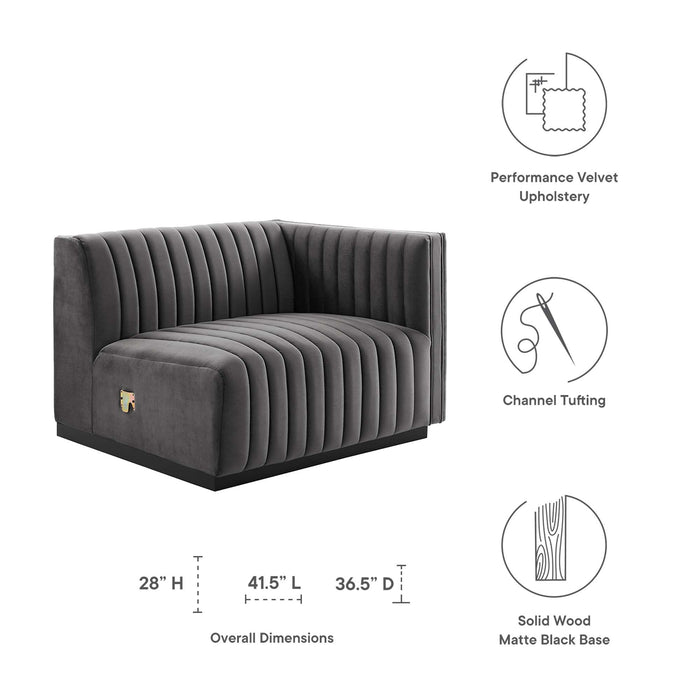 Conjure Channel Tufted Performance Velvet Right-Arm Chair - view 15