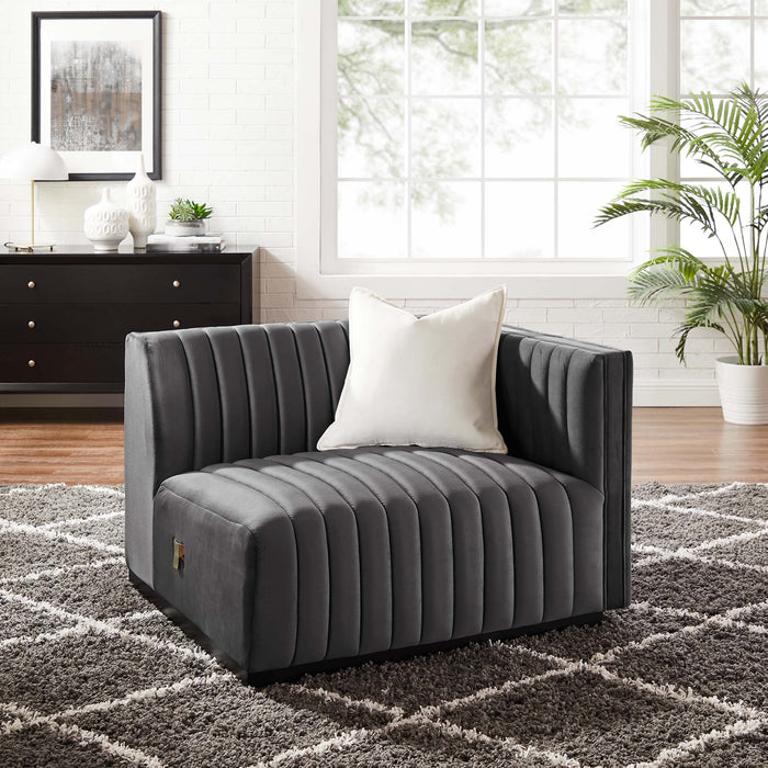 Conjure Channel Tufted Performance Velvet Right-Arm Chair - view 13