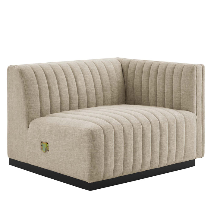 Conjure Channel Tufted Upholstered Fabric Right-Arm Chair - alternate angle view