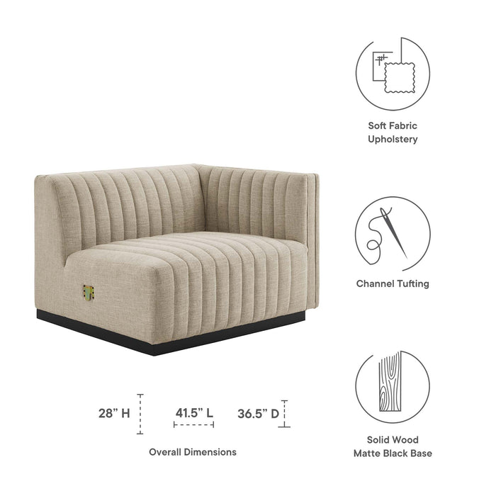 Conjure Channel Tufted Upholstered Fabric Right-Arm Chair - detail close-up