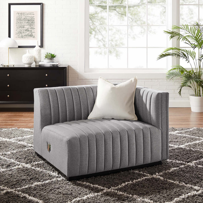 Conjure Channel Tufted Upholstered Fabric Right-Arm Chair - view 7