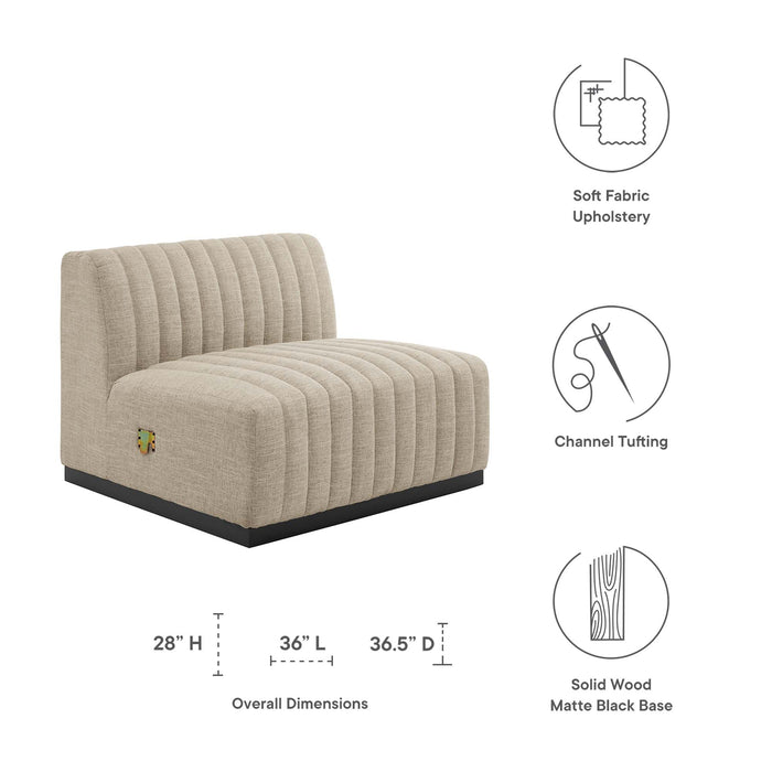 Conjure Channel Tufted Upholstered Fabric Armless Chair - detail close-up