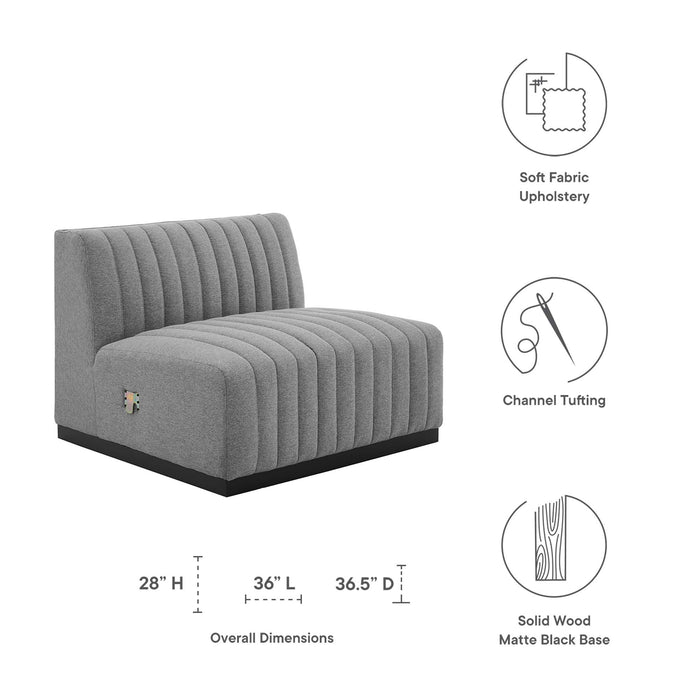 Conjure Channel Tufted Upholstered Fabric Armless Chair - view 10