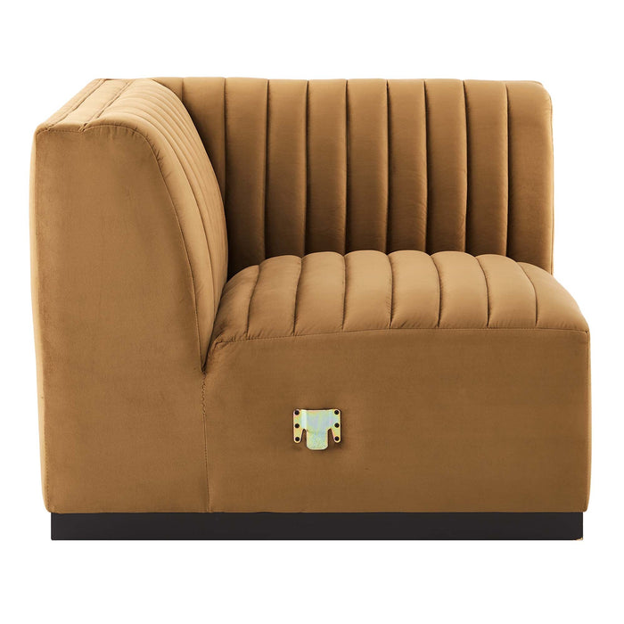 Conjure Channel Tufted Performance Velvet Left Corner Chair - in lifestyle setting