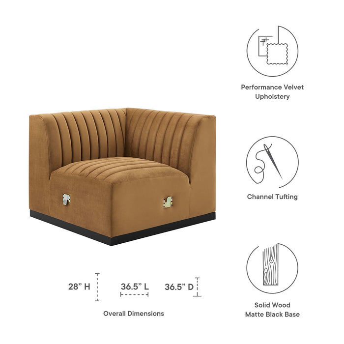 Conjure Channel Tufted Performance Velvet Left Corner Chair - detail close-up