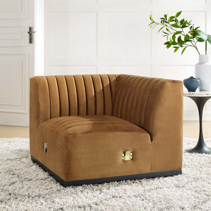 Conjure Channel Tufted Performance Velvet Left Corner Chair - Modway \living\sectionals