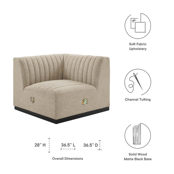 Conjure Channel Tufted Upholstered Fabric Left Corner Chair - detail close-up