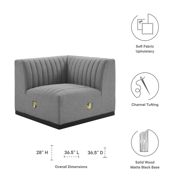 Conjure Channel Tufted Upholstered Fabric Left Corner Chair - view 9