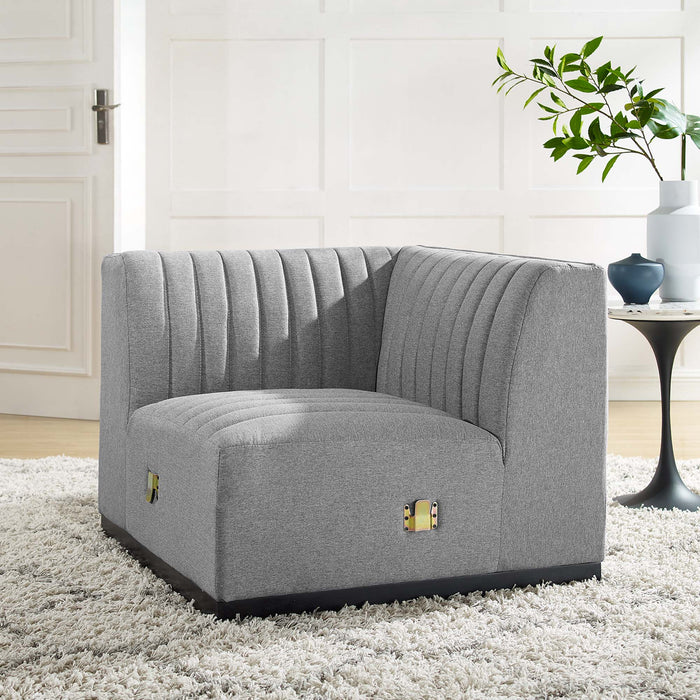 Conjure Channel Tufted Upholstered Fabric Left Corner Chair - view 7