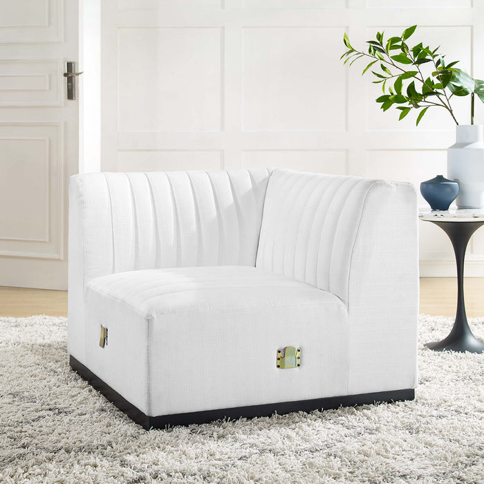 Conjure Channel Tufted Upholstered Fabric Left Corner Chair - view 13