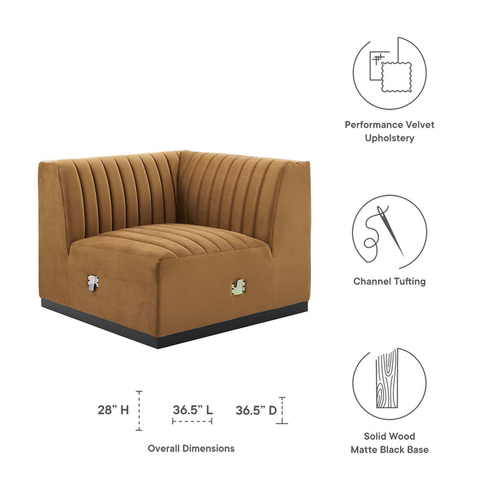Conjure Channel Tufted Performance Velvet Right Corner Chair - detail close-up
