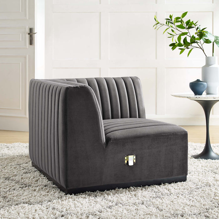 Conjure Channel Tufted Performance Velvet Right Corner Chair - view 13