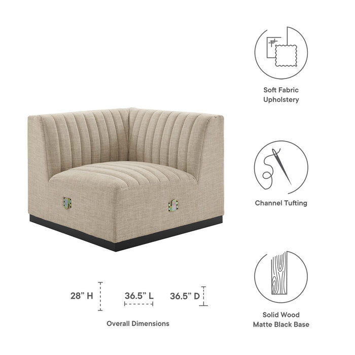 Conjure Channel Tufted Upholstered Fabric Right Corner Chair - detail close-up
