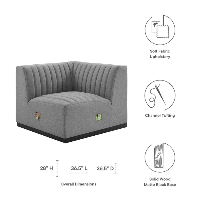Conjure Channel Tufted Upholstered Fabric Right Corner Chair - view 9