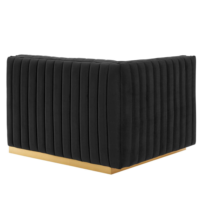 Conjure Channel Tufted Performance Velvet Left-Arm Chair - in lifestyle setting