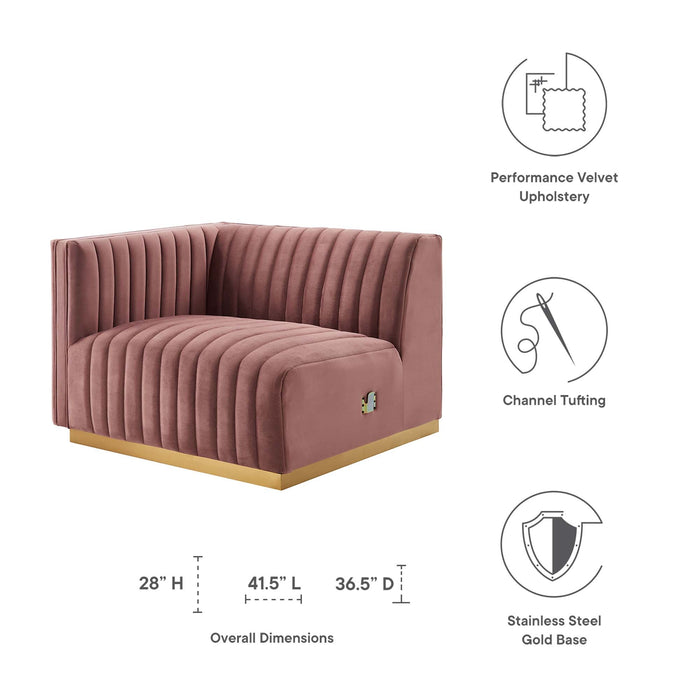 Conjure Channel Tufted Performance Velvet Left-Arm Chair - view 9