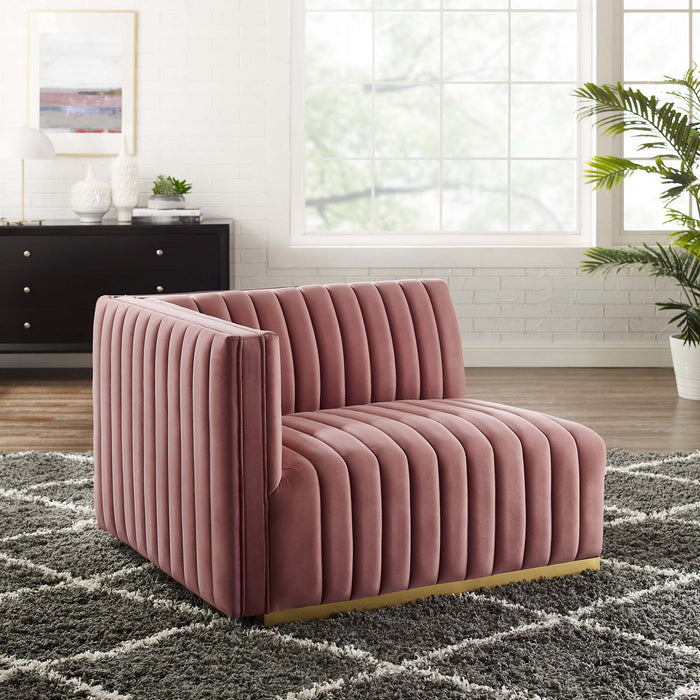 Conjure Channel Tufted Performance Velvet Left-Arm Chair - view 7